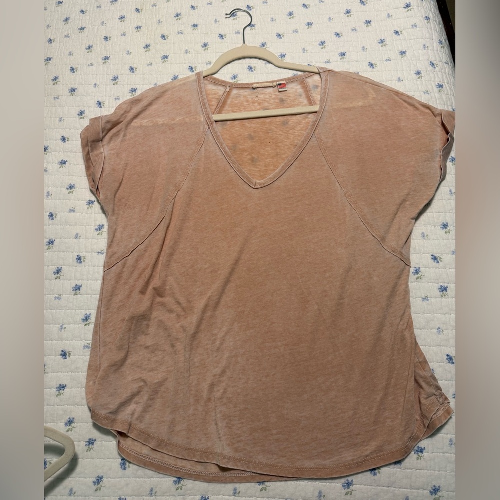 Casual V-Neck Tan Women's Top Maronie Brand Size Small